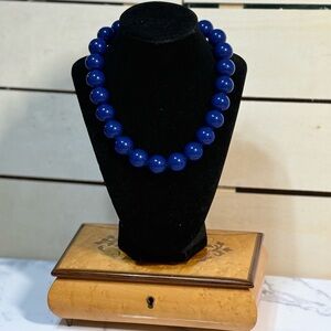Vintage Cobalt Blue Bubble Gum Ball Beaded Necklace